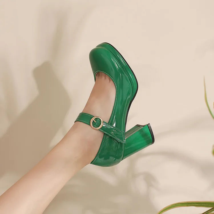 PU Patent Leather Green Navy