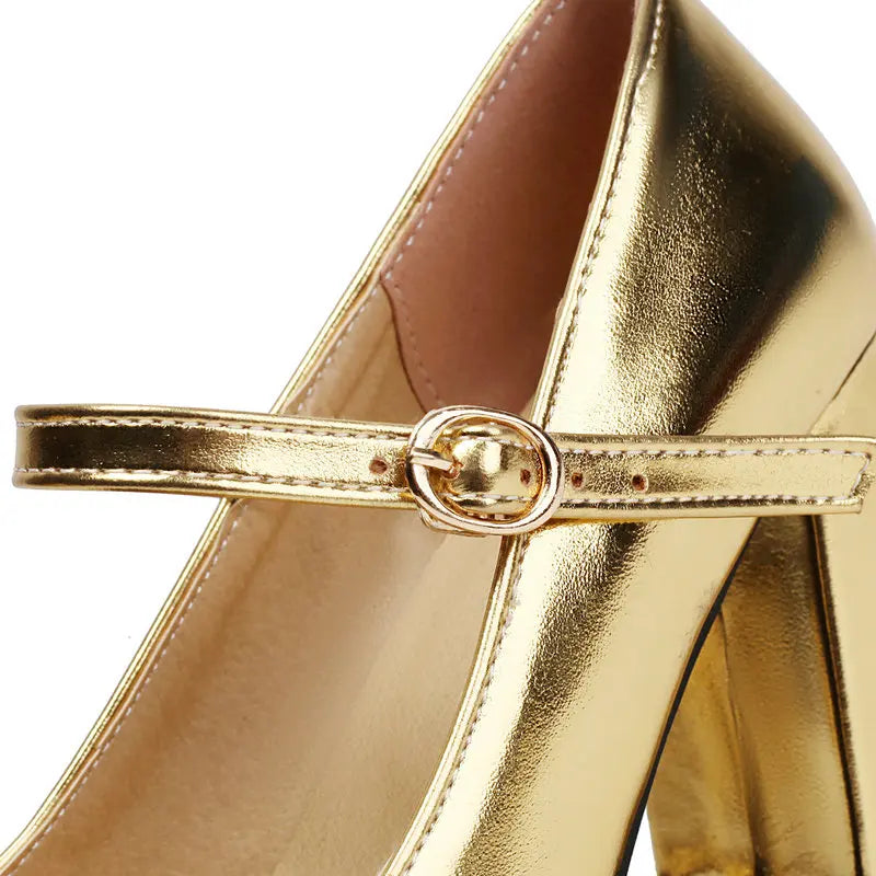 Metallic Gold Silver Closed Toe