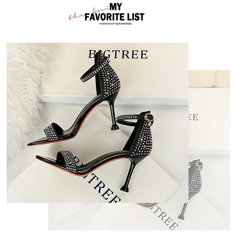 Sandals High Heels Rhinestone
