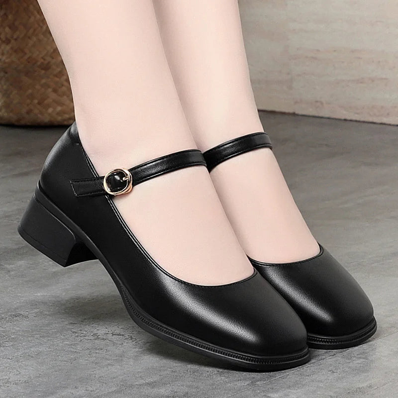 Square Toe Thick Heel  Shoes