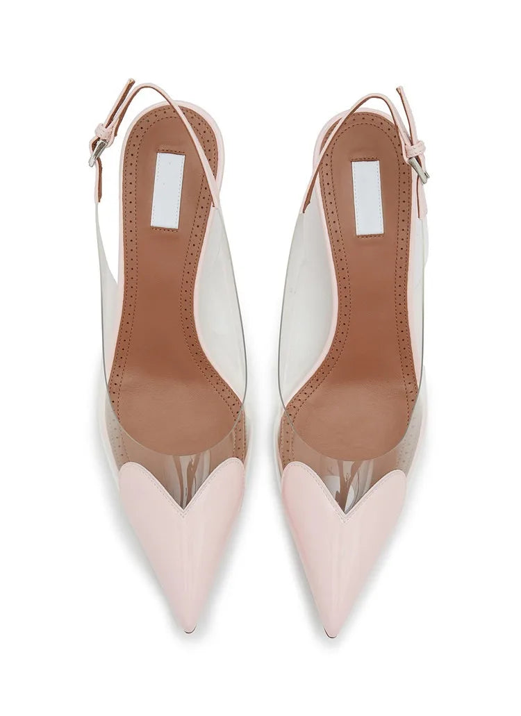 Pointy Peach Heart  Heel Shoes