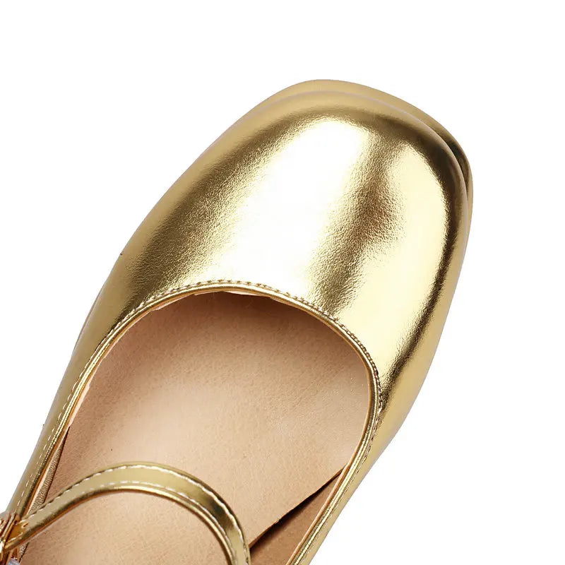 Metallic Gold Silver Closed Toe