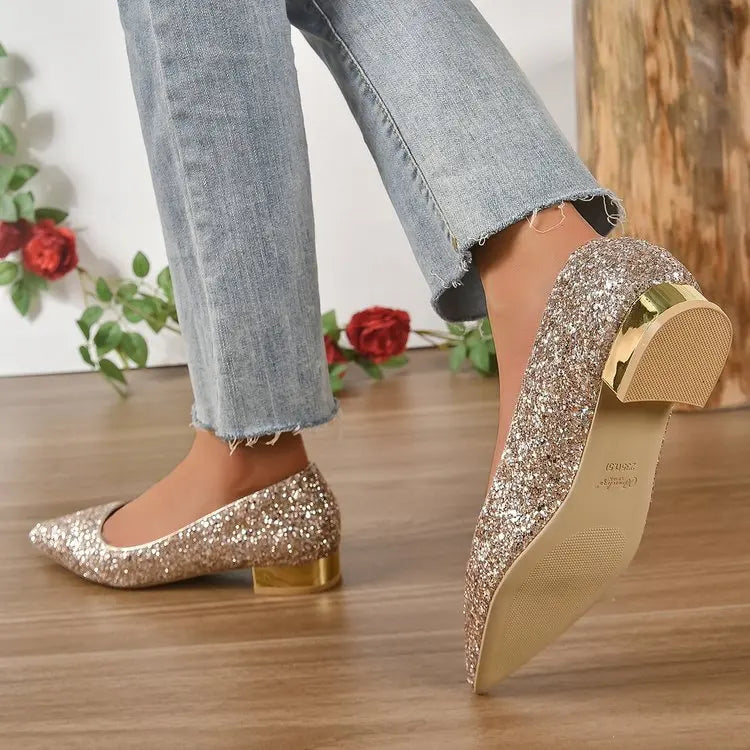Shiny Sequin Pumps Women