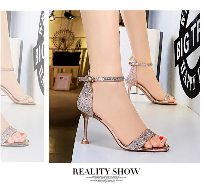Sandals High Heels Rhinestone