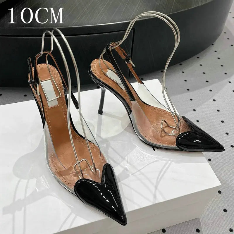 Pointy Peach Heart  Heel Shoes