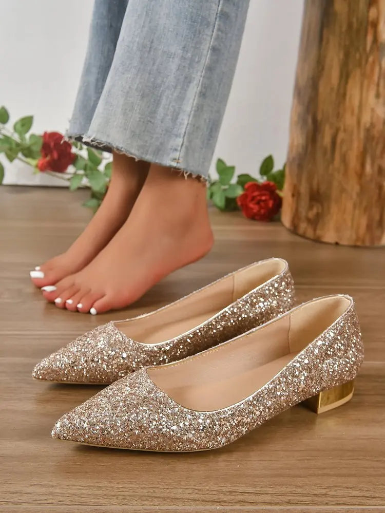 Shiny Sequin Pumps Women