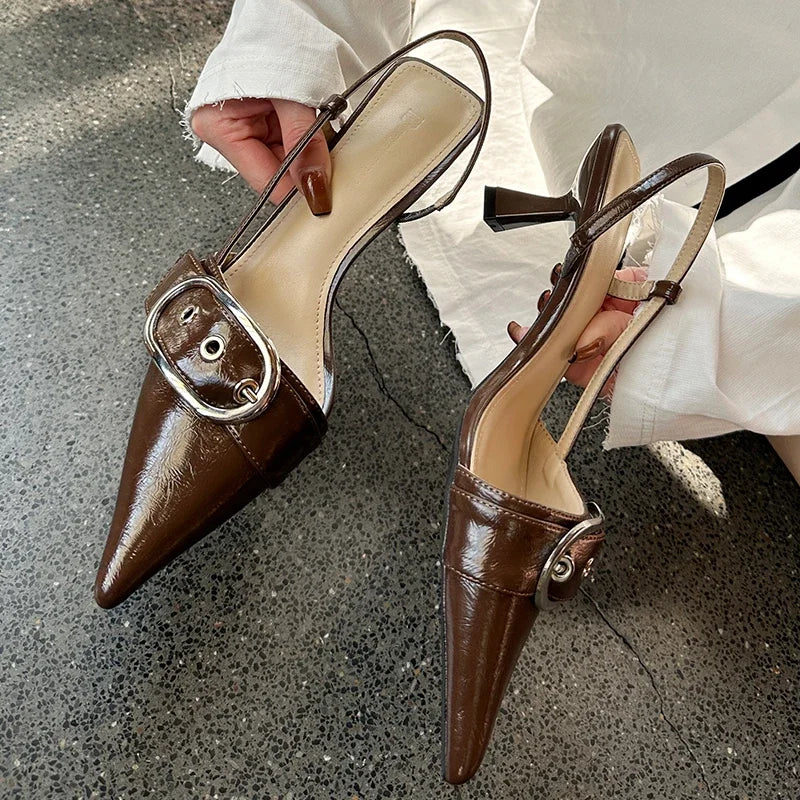 Fashion Metal Buckle Pumps