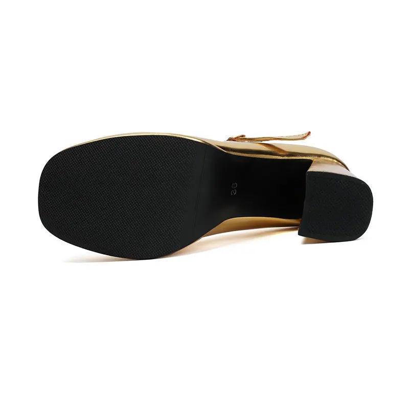 Metallic Gold Silver Closed Toe