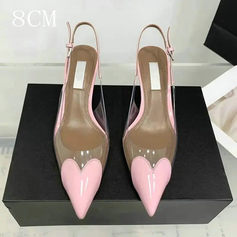 Pointy Peach Heart  Heel Shoes