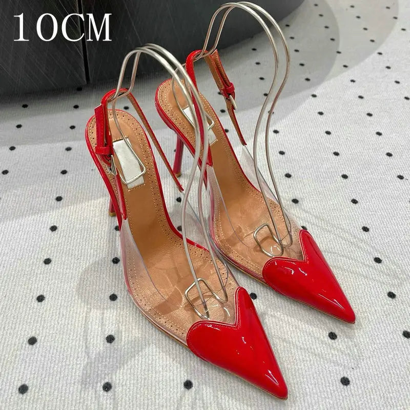 Pointy Peach Heart  Heel Shoes
