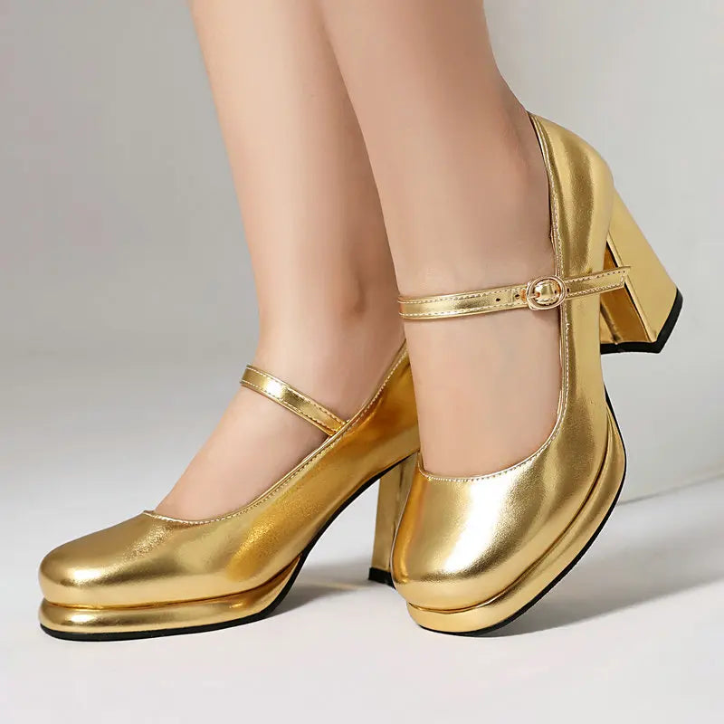 Metallic Gold Silver Closed Toe