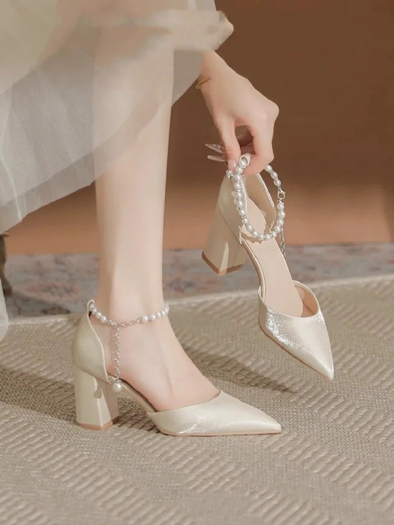 Elegant Pearl-Embellished Satin