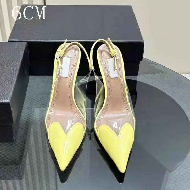 Pointy Peach Heart  Heel Shoes