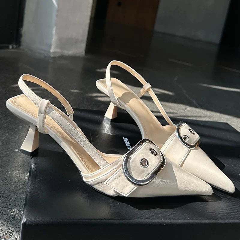 Fashion Metal Buckle Pumps
