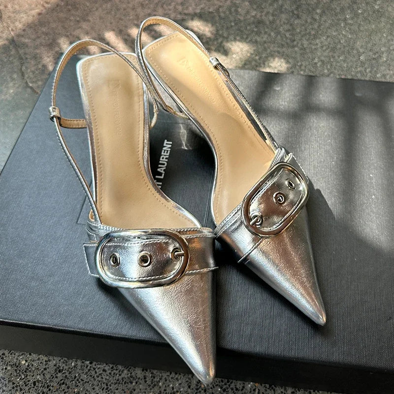 Fashion Metal Buckle Pumps