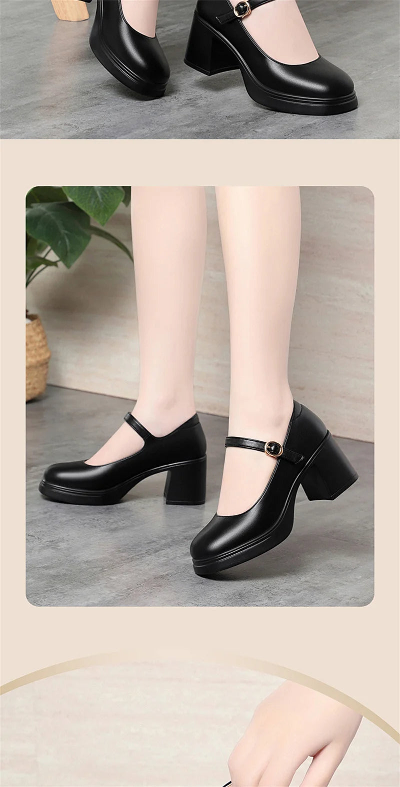 Square Toe Thick Heel  Shoes