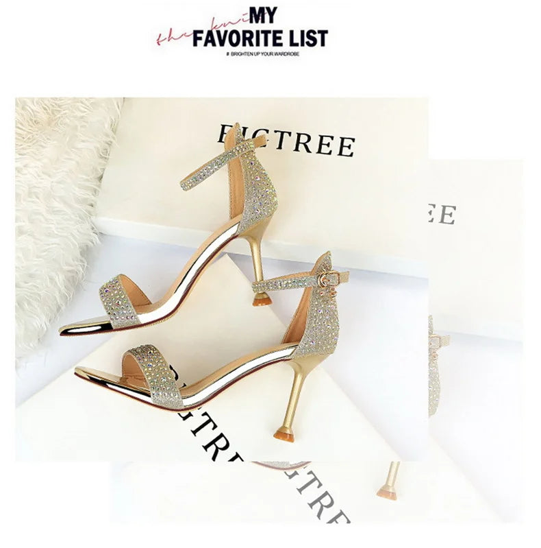 Sandals High Heels Rhinestone