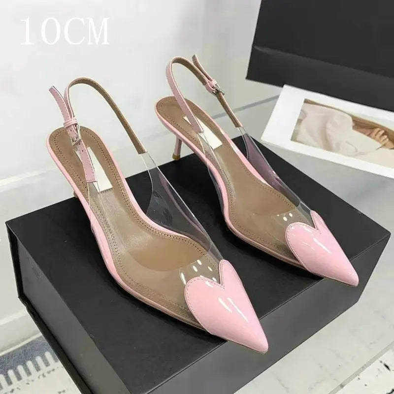 Pointy Peach Heart  Heel Shoes