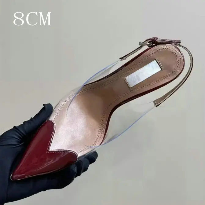 Pointy Peach Heart  Heel Shoes