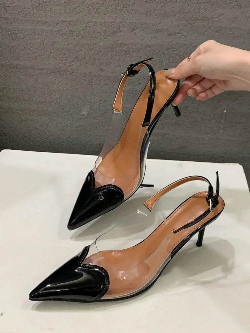 Pointy Peach Heart  Heel Shoes