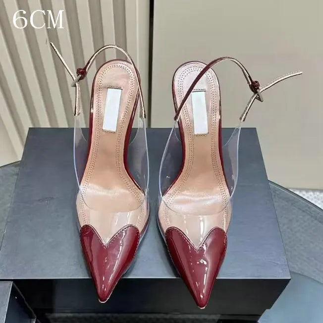 Pointy Peach Heart  Heel Shoes