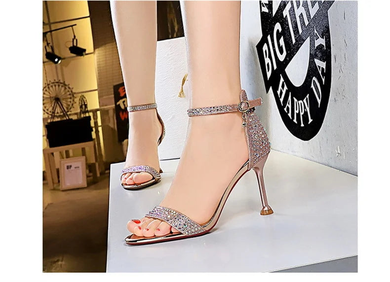 Sandals High Heels Rhinestone
