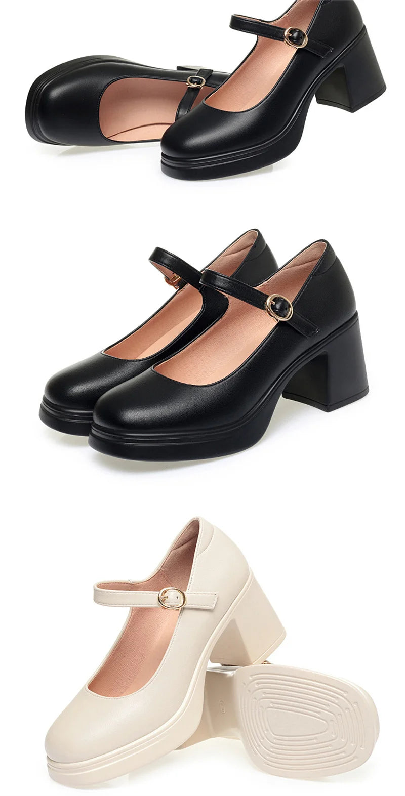 Square Toe Thick Heel  Shoes