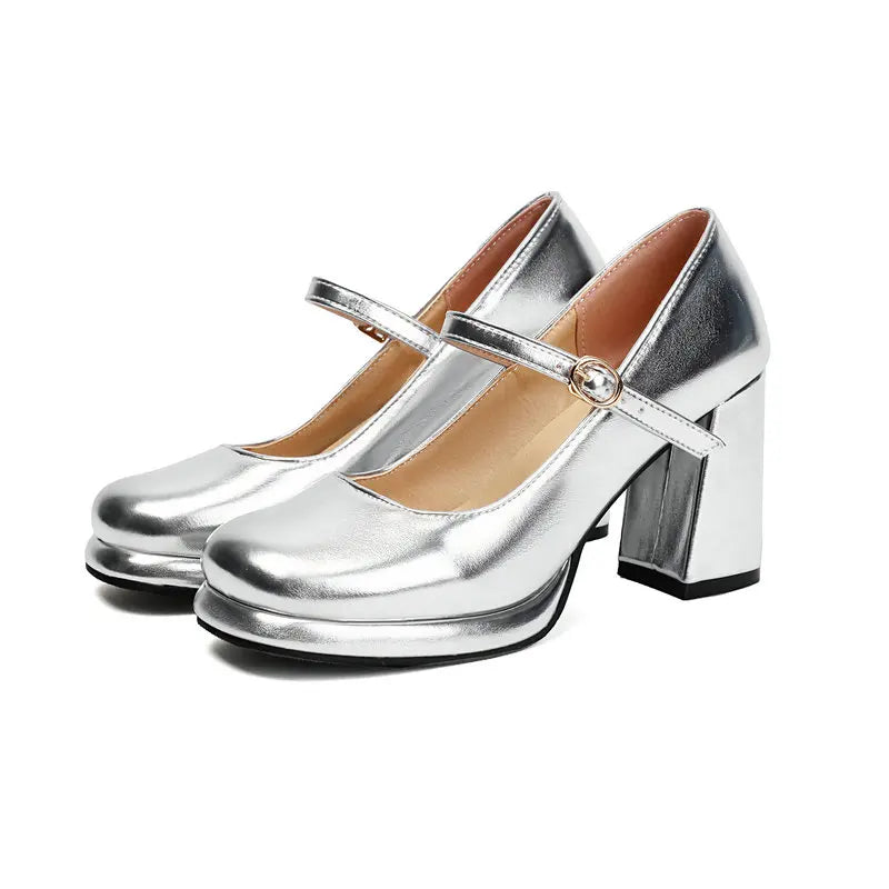 Metallic Gold Silver Closed Toe