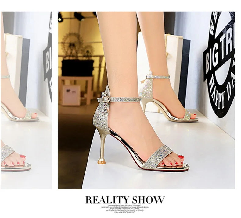 Sandals High Heels Rhinestone