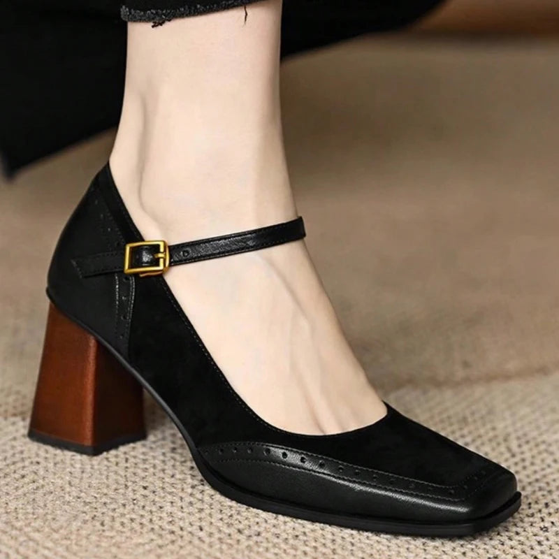 Women's Black Square Toe