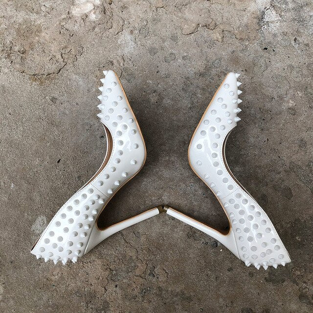 White Spikes Sexy High Heels