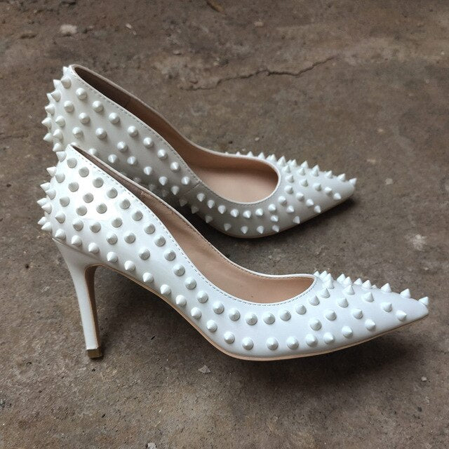 White Spikes Sexy High Heels