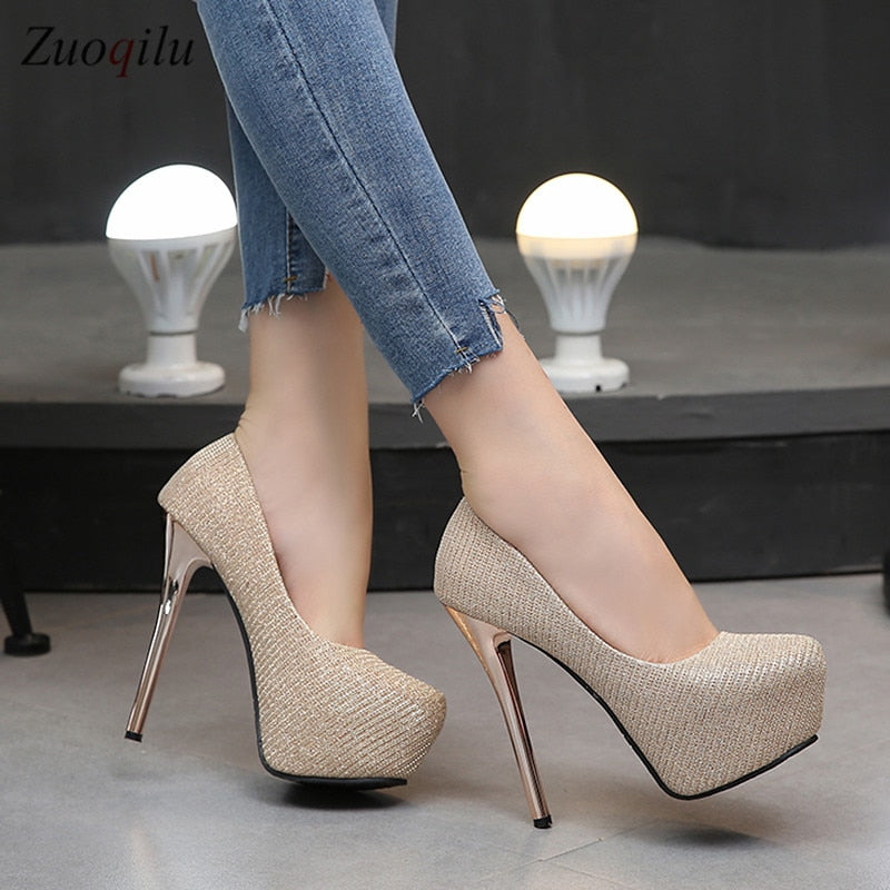 Gold High Heels