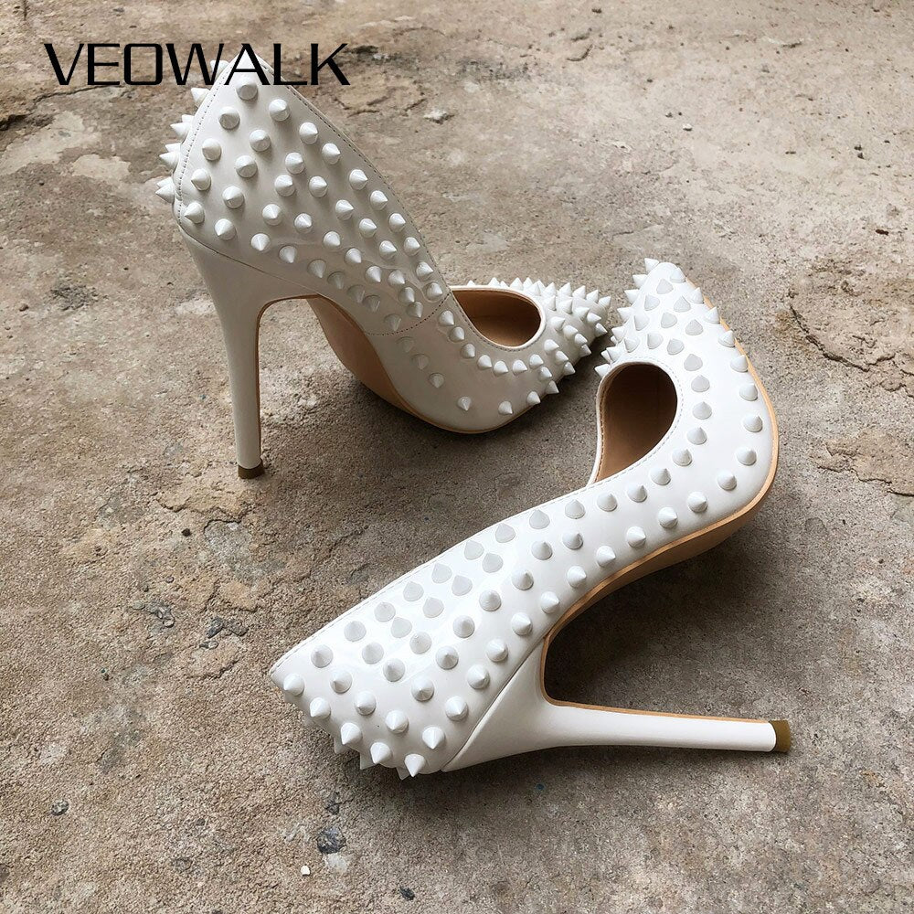 White Spikes Sexy High Heels