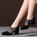 Women Pointed Toe Thick Heels