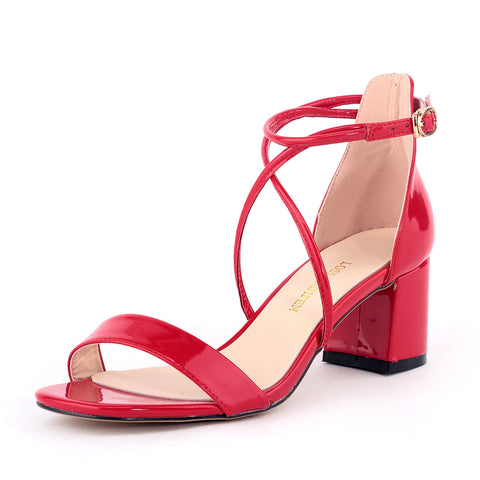 Leather Simple Square High Heel