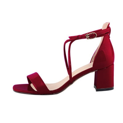 Leather Simple Square High Heel