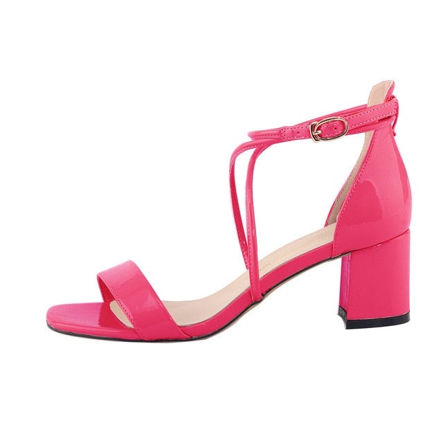 Leather Simple Square High Heel