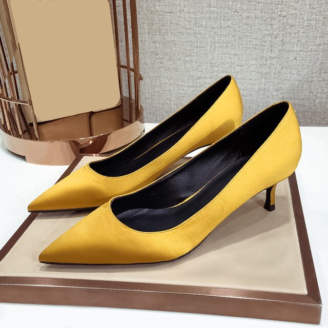 Red Silk Thin High Heel