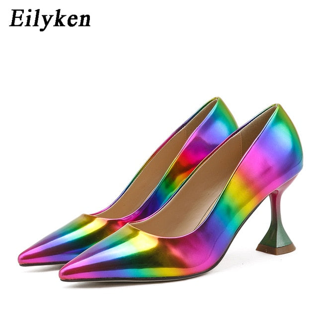 Rainbow Color Women Spike Heel