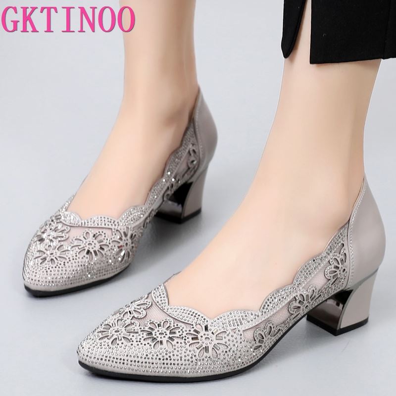 Genuine Leather Square Heel