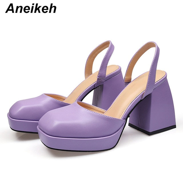 Solid Square Heel Pumps