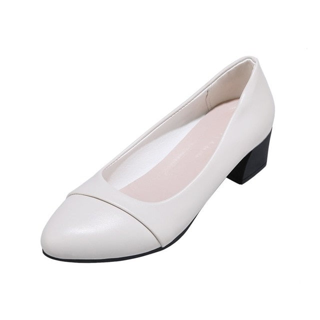 Black Basic Square Heeled Pumps