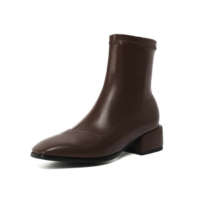 Leather Casual Square Heels
