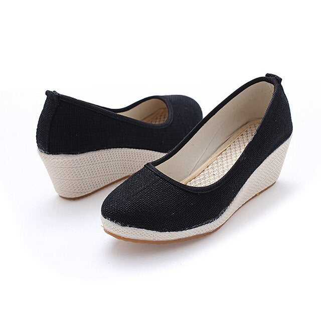 Vintage Solid Color Square Heel Shoes