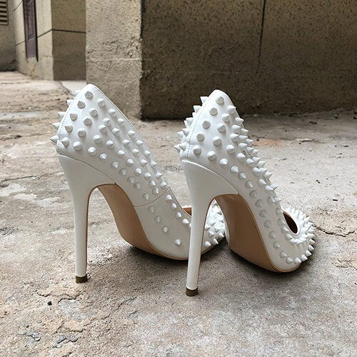 White Spikes Sexy High Heels